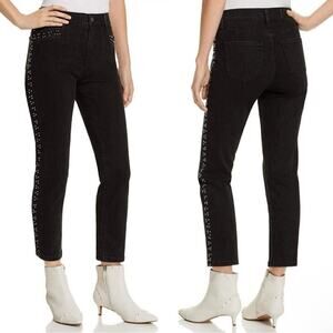 Pistola Black Beaded Charlie High Rise Straight Crop Jeans size 25